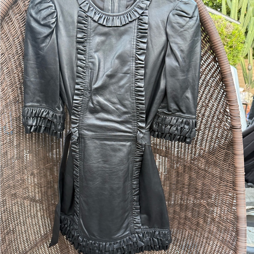 VAMPIRE’S WIFE butter soft black leather Mini Dress- worn on redcarpet/premiere